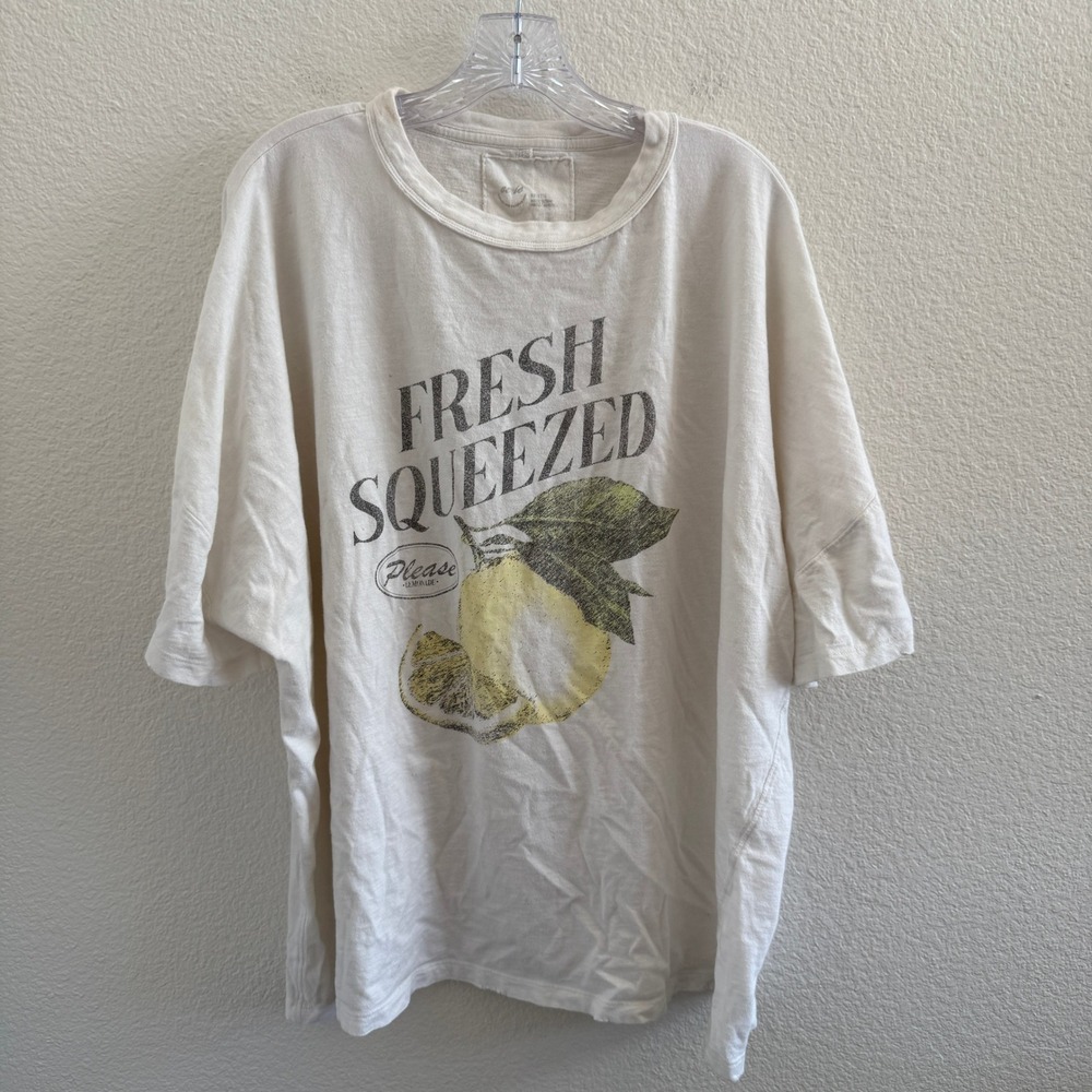Aerie Fresh Squeezed Lemonade Oversized Graphic Tee Cream XL/XXL